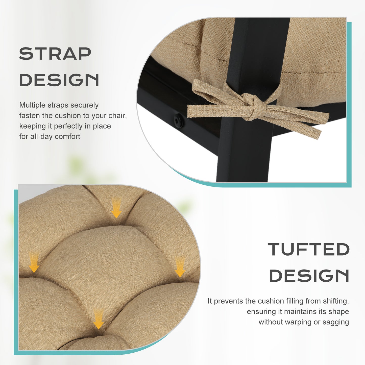 Tufted Outdoor High Back Rocking Chair Cushion Set of 2, Brown