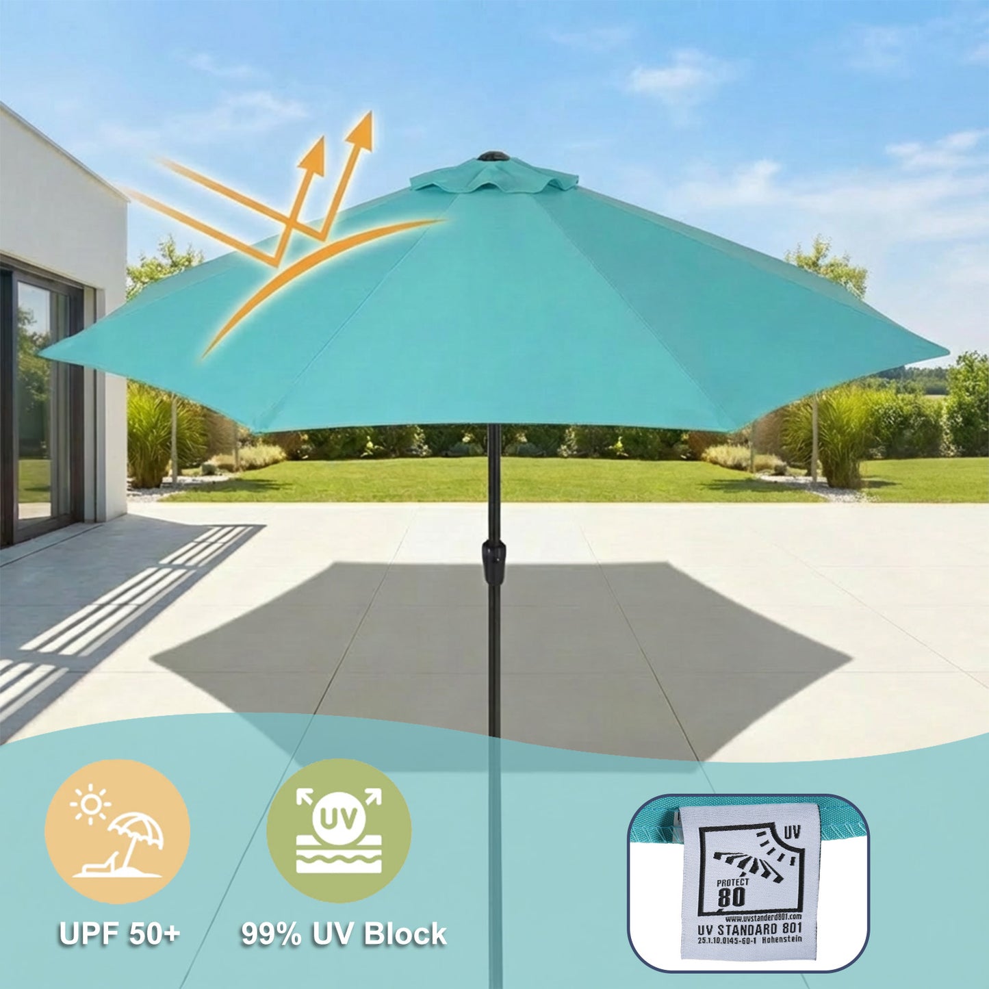 Patio Umbrella Replacement Canopy for 8 Ribs Table Umbrella