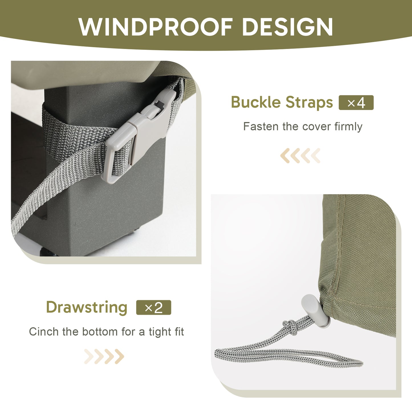 Patio Sofa Cover for 3-Seater Sofa/ Loveseat/ Bench, Rectangular