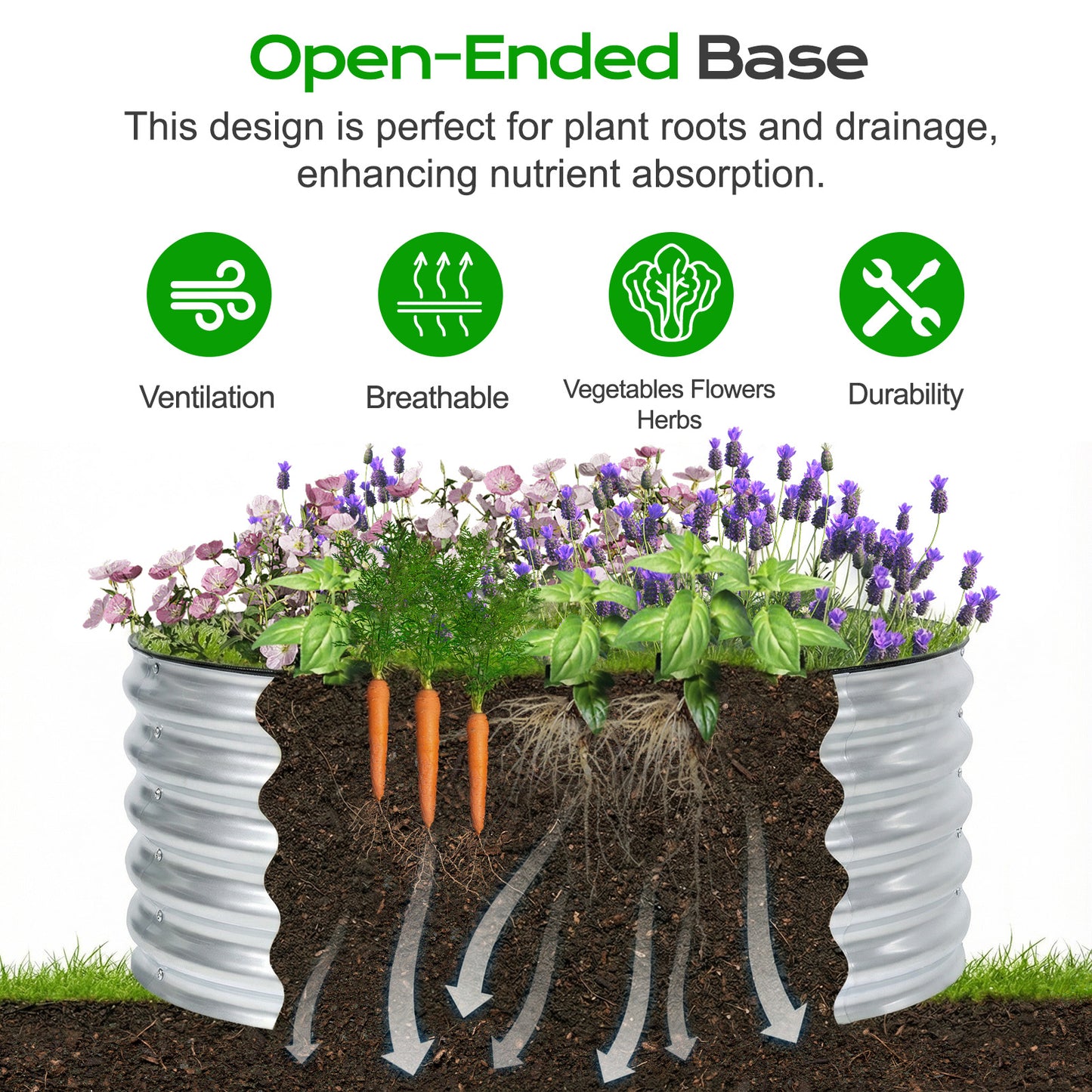 17" Tall Metal Raised Garden Bed Kit, Silver