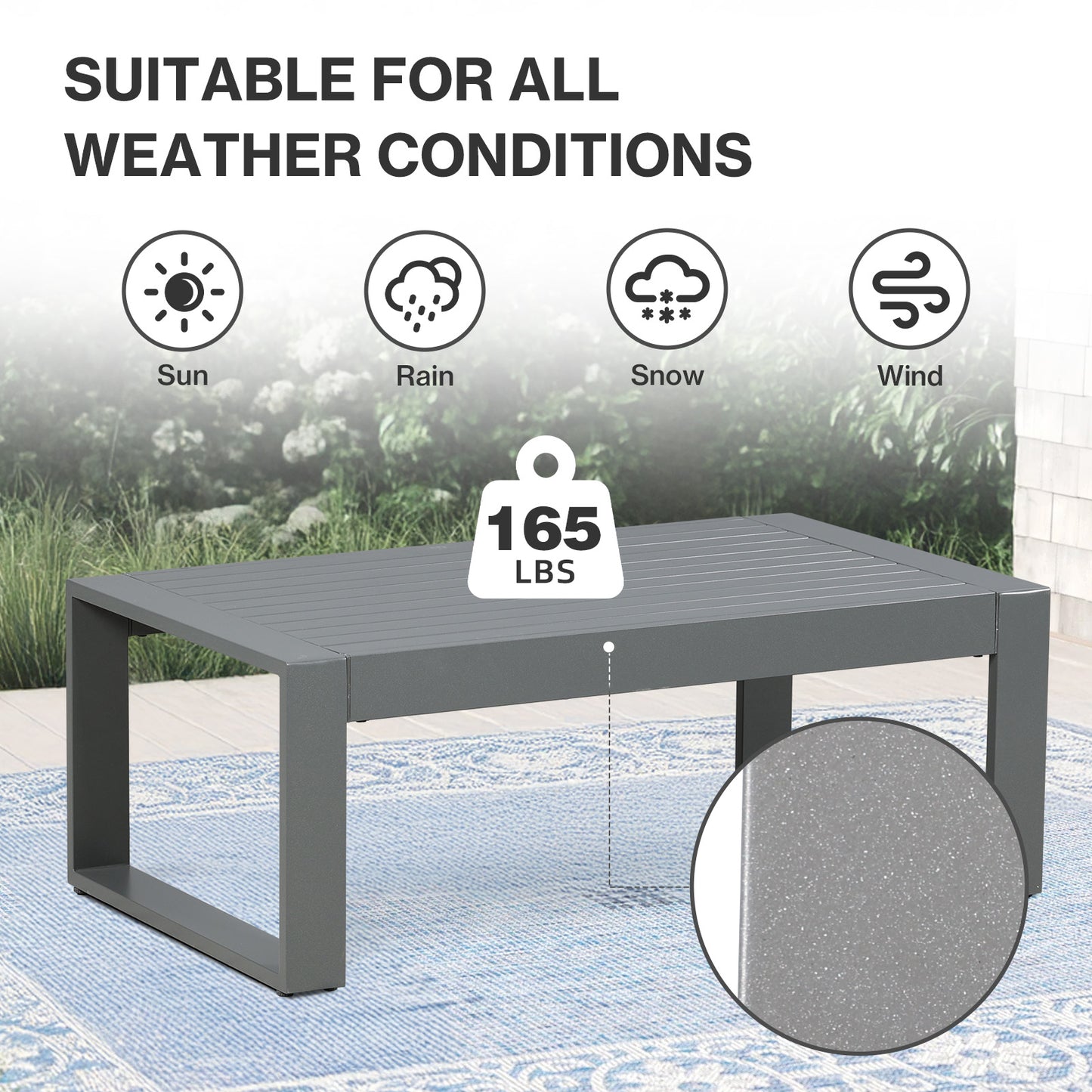 39.3x23x16 inch Aluminum Outdoor Coffee Table