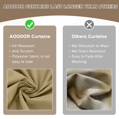 Outdoor Gazebo Curtains, 4 Panels Privacy Sidewall Replacement (Curtain Only) - Khaki and Sand Yellow