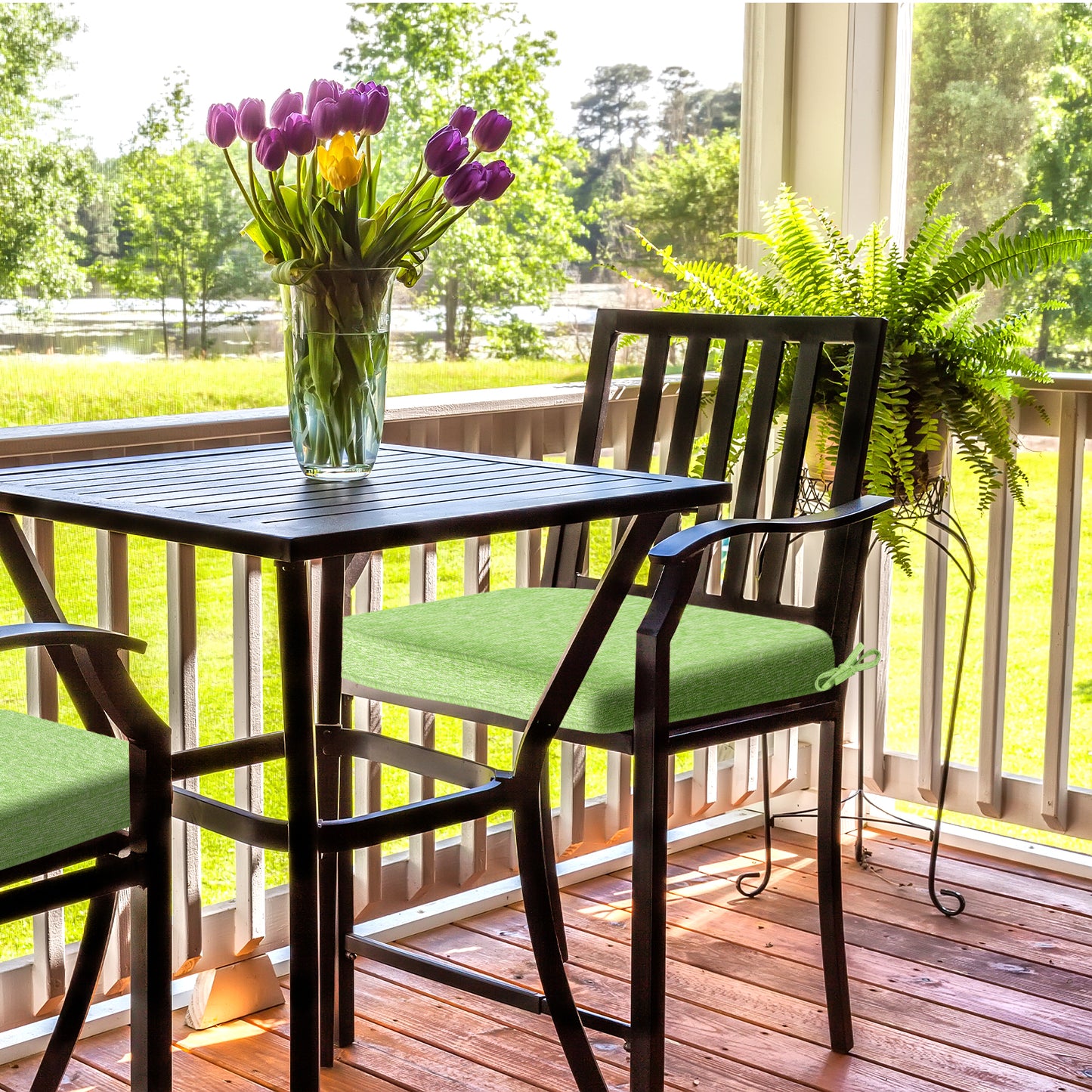 Outdoor Dining Chair Cushions Set, Patio Chair Pads with Ties, Green Aoodor 