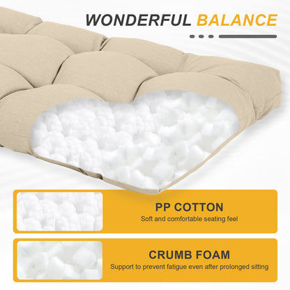 76"x22"x5.1" Polyester Tufted Chaise Lounge Cushion for Outdoor Wicker Chaise Lounge Use, 2 Packs - Khaki