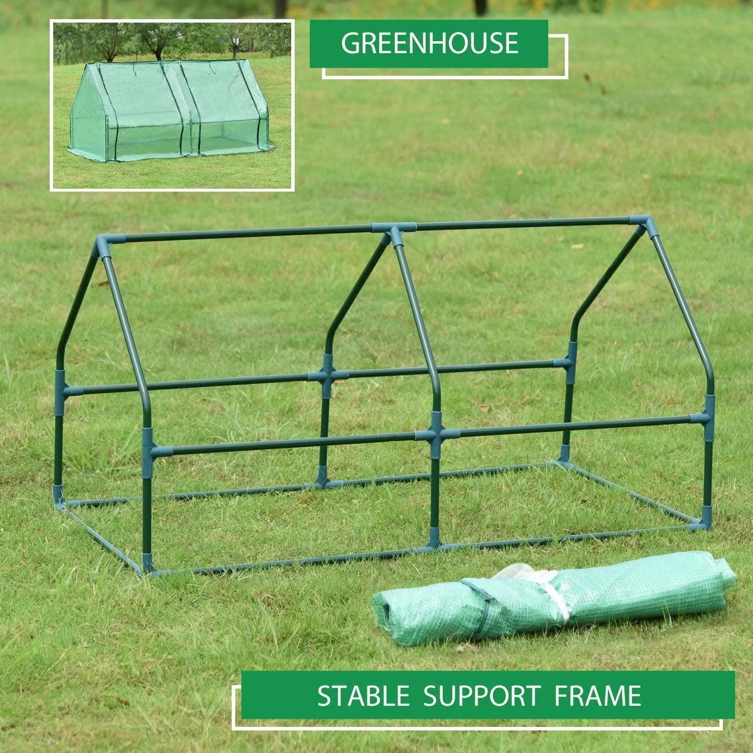 6 ft. x 3 ft. x 3 ft. Mini Greenhouse with 2 Zipper Doors, Water Resistant UV Protected Aoodor