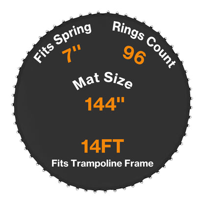 Trampoline Replacement Jumping Mat Fits Round Frame with V-Rings