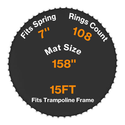 Trampoline Replacement Jumping Mat Fits Round Frame with V-Rings