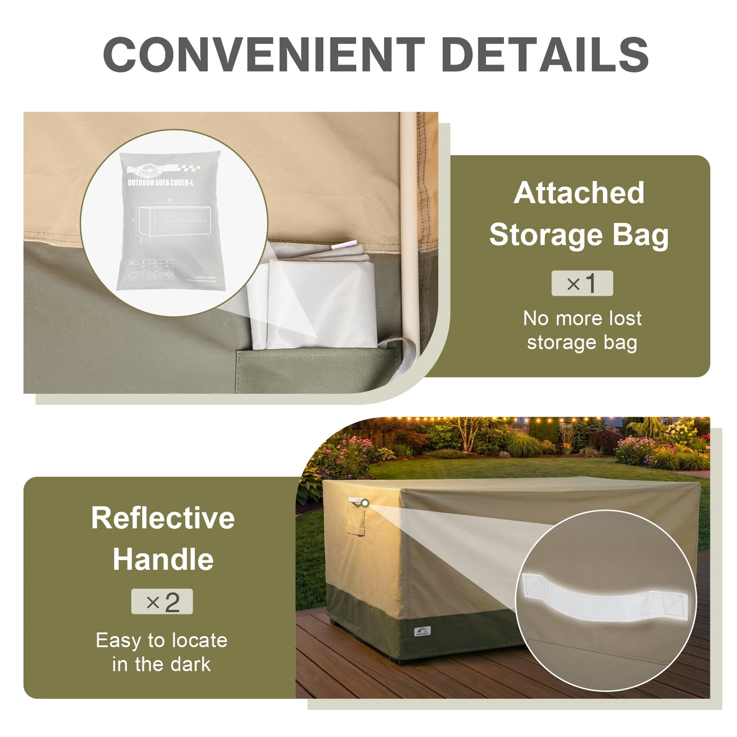 Patio Sofa Cover for 3-Seater Sofa/ Loveseat/ Bench, Rectangular