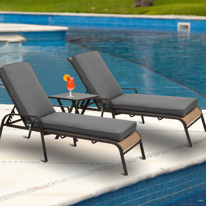 72x21x3 inch Patio Chaise Lounger Cushions Set of 2 - Charcoal