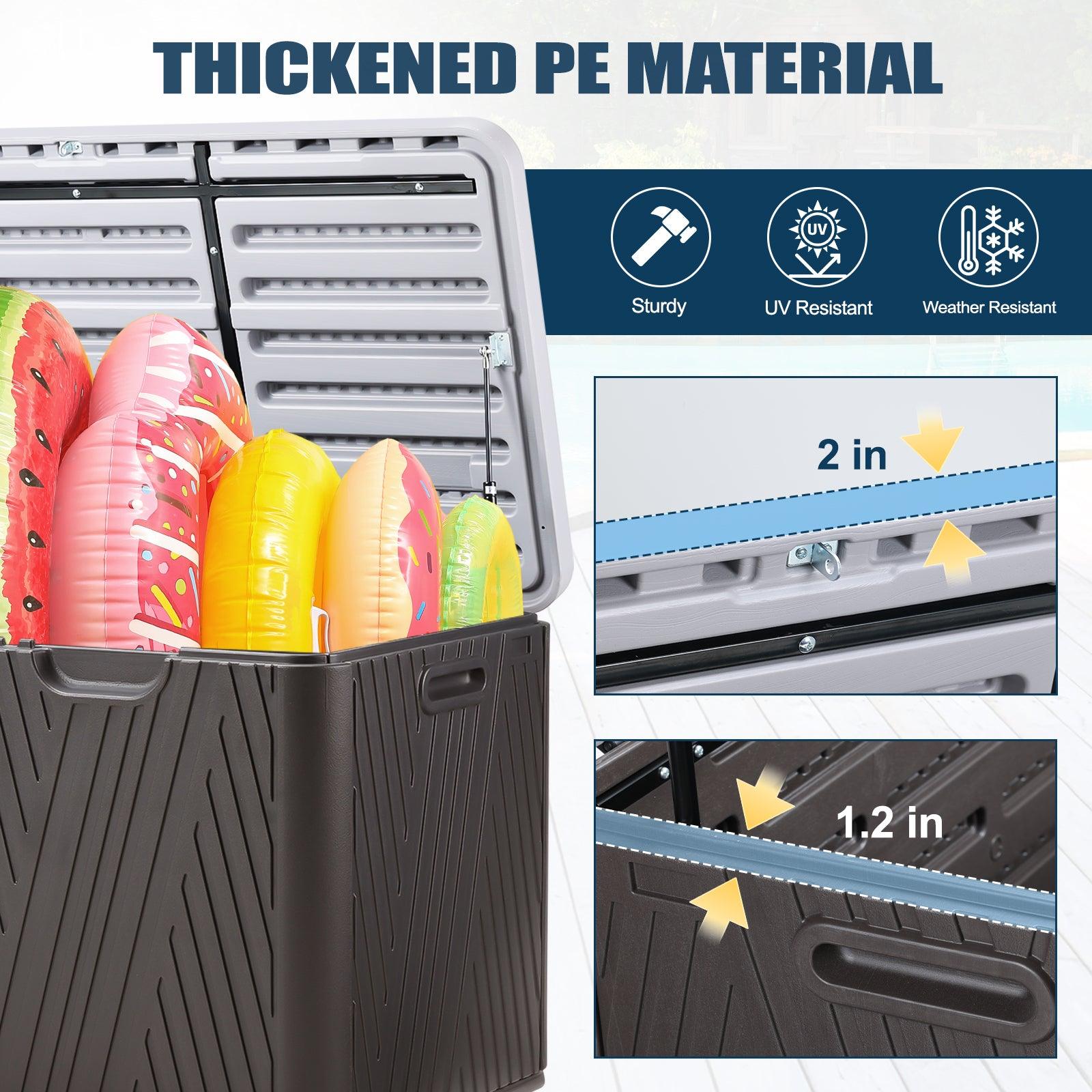 71 Gallon Deck Box, Lockable Storage UV Resistant Container with Hydraulic Rods for Patio Furniture Outdoor Cushions, Garden Tools and Sports Equipments，Aoodor（Brown） Aoodor 