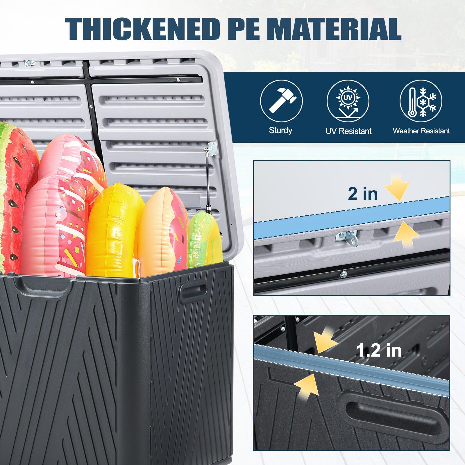 71 Gallon Deck Box, Lockable Storage UV Resistant Container with Hydraulic Rods for Patio Furniture Outdoor Cushions, Garden Tools and Sports Equipments，Aoodor（BLACK） Aoodor 
