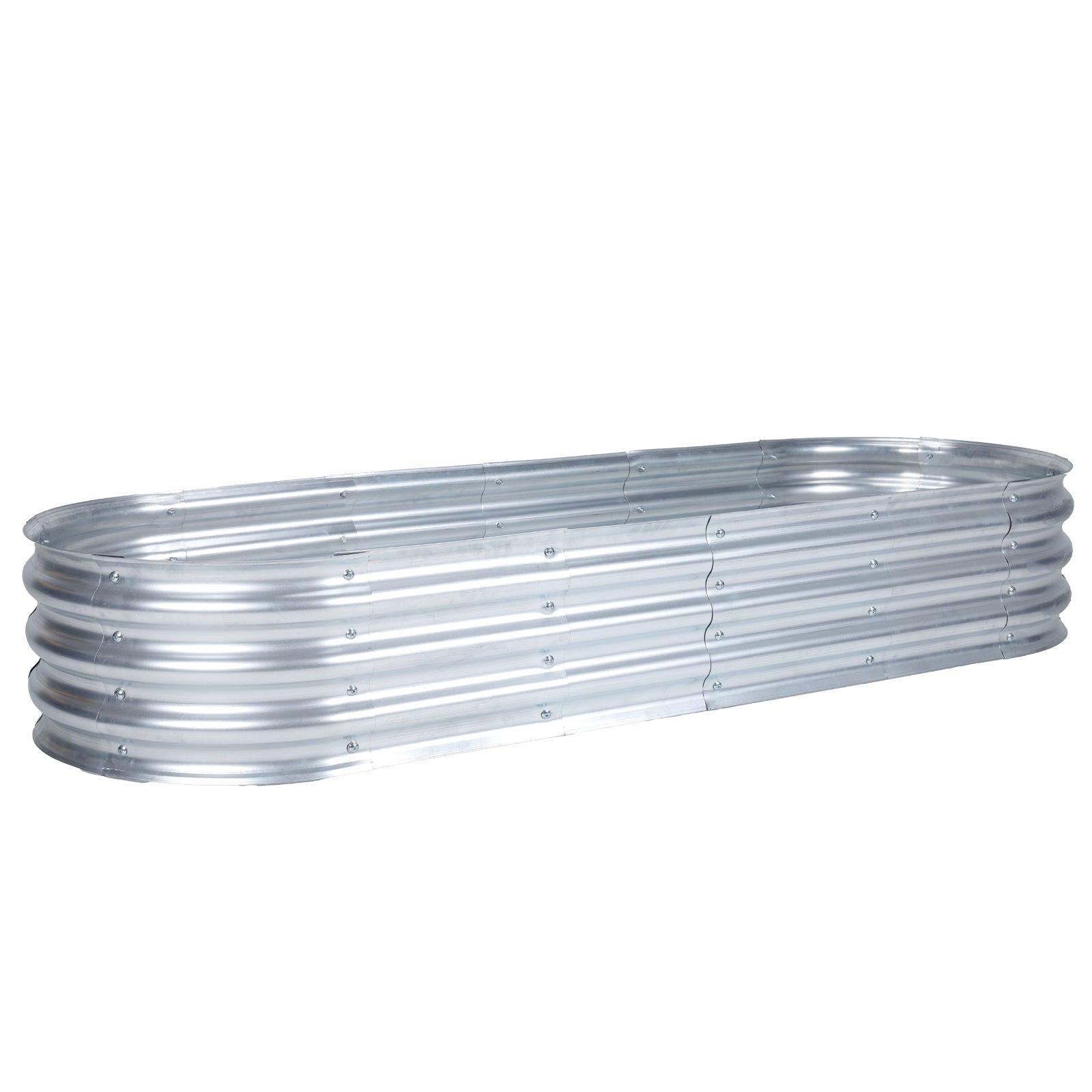 71(L)x24(W)x12(H)inch Galvanized Raised Garden Bed Kit, Outdoor Garden Planter Oval Large Boxes for Vegetables, Flowers, Herbs - Silver Aoodor Aoodor 