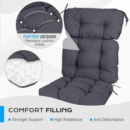 Tufted Outdoor High Back Chair Cushions Patio Replacement Cushion, Dark Gray