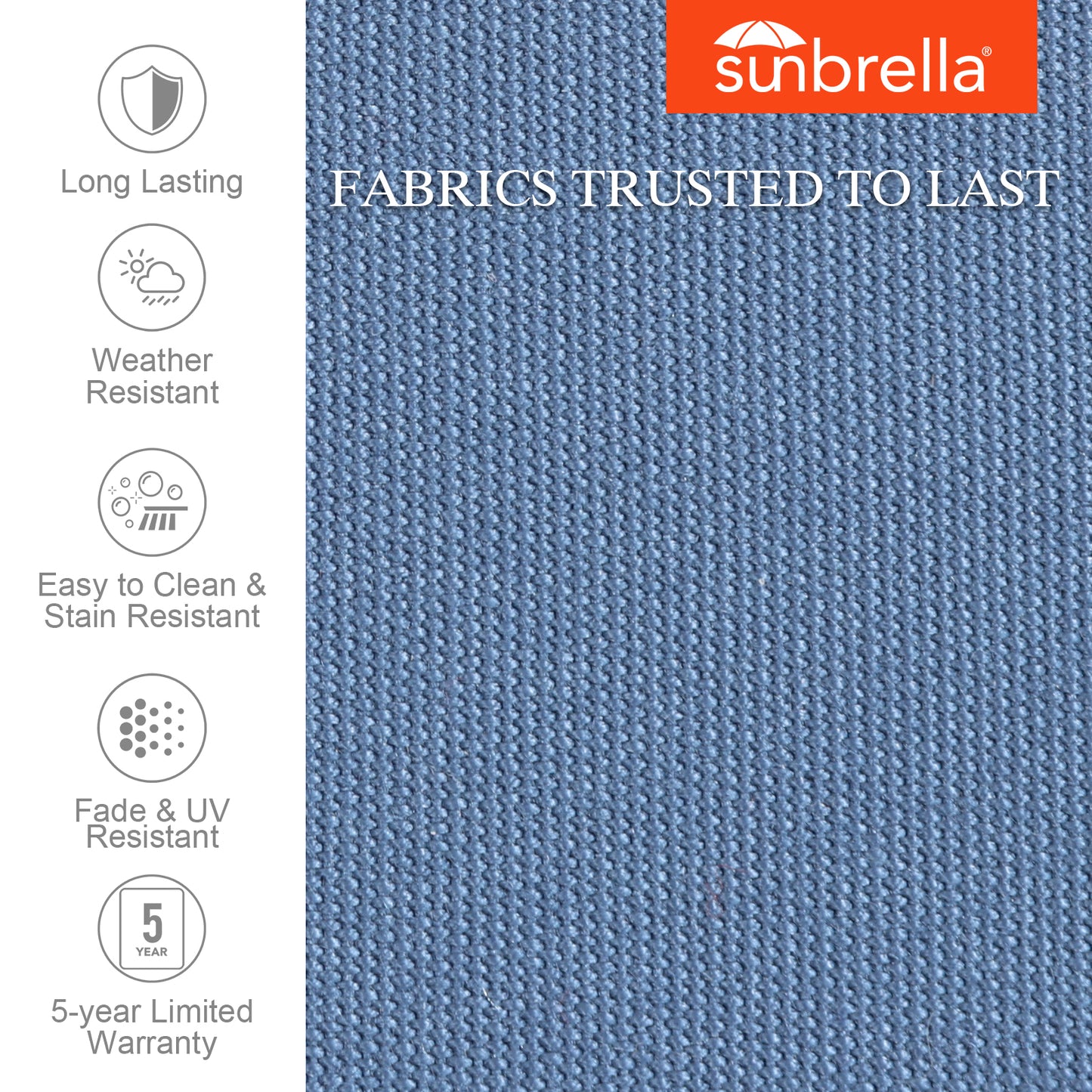 Premium Sunbrella Fabric Outdoor Patio Chair Cushions Set, Canvas Sapphire Blue