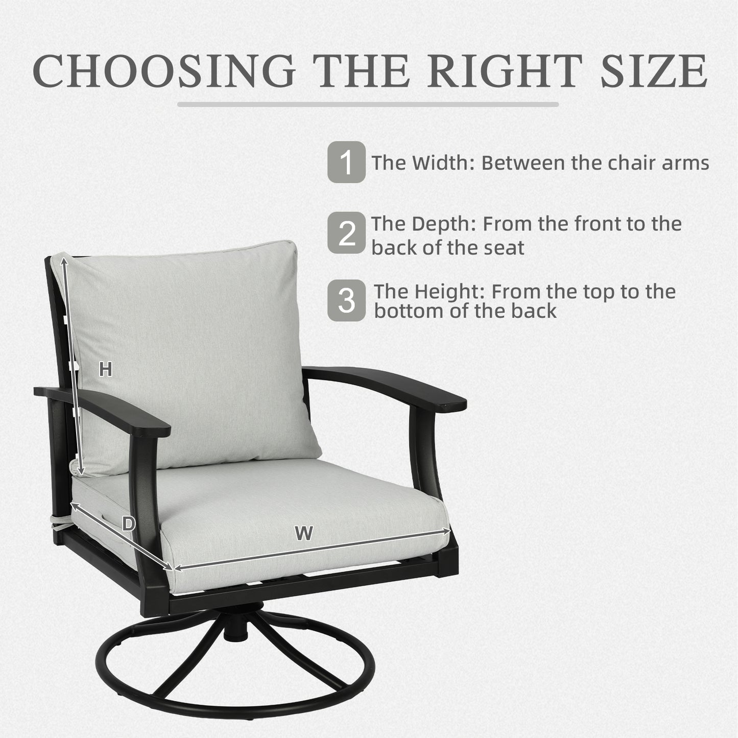 Outdoor Deep Seat Cushion Set, Waterproof Patio Chair Cushions, Light Gray