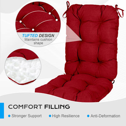 Tufted Outdoor High Back Chair Cushions Patio Replacement Cushion, Red