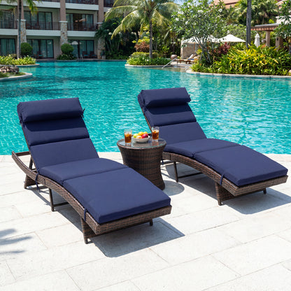 77x25x2.4 inch Outdoor Chaise Lounge Cushions, Dark Blue