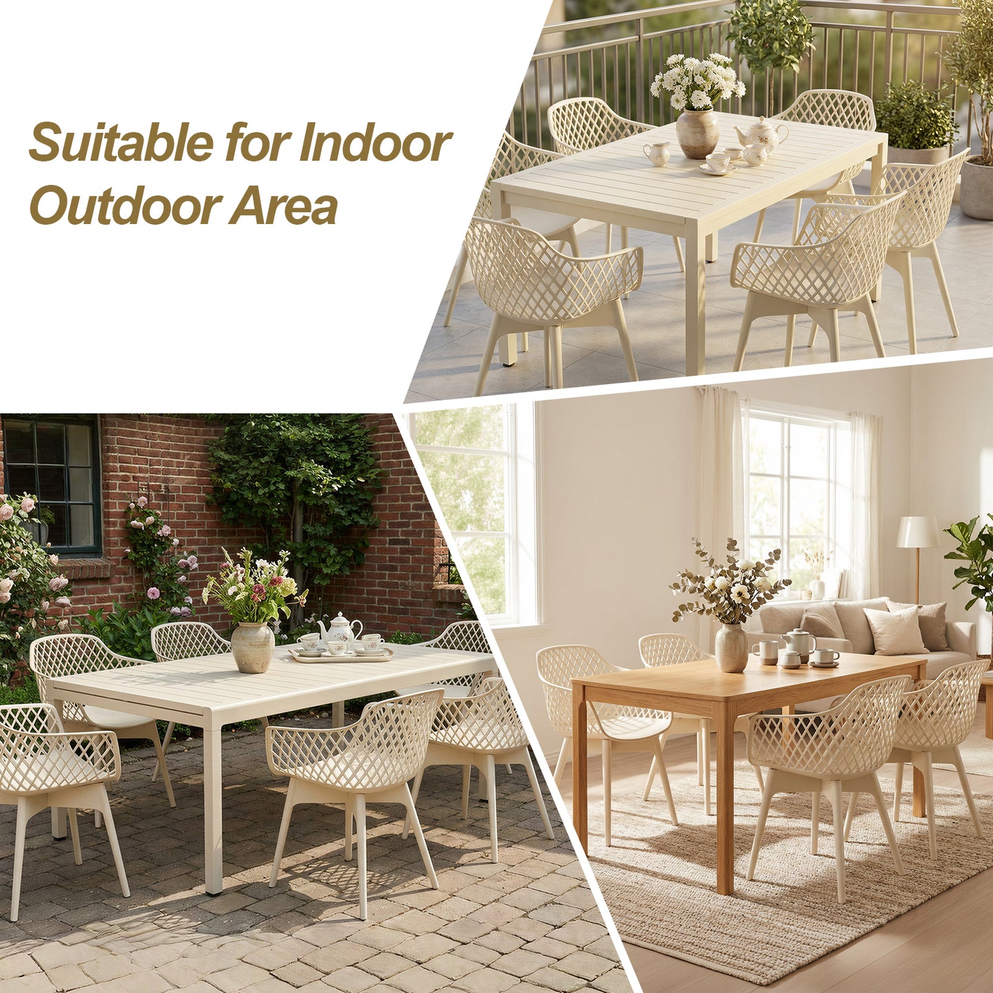 Modern Dining Chairs Set, Weather-Resistant Plastic Cafe Chairs