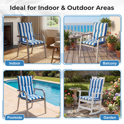 39x20x2.4 inch Outdoor Tufted Chair Cushions, Blue Stripe