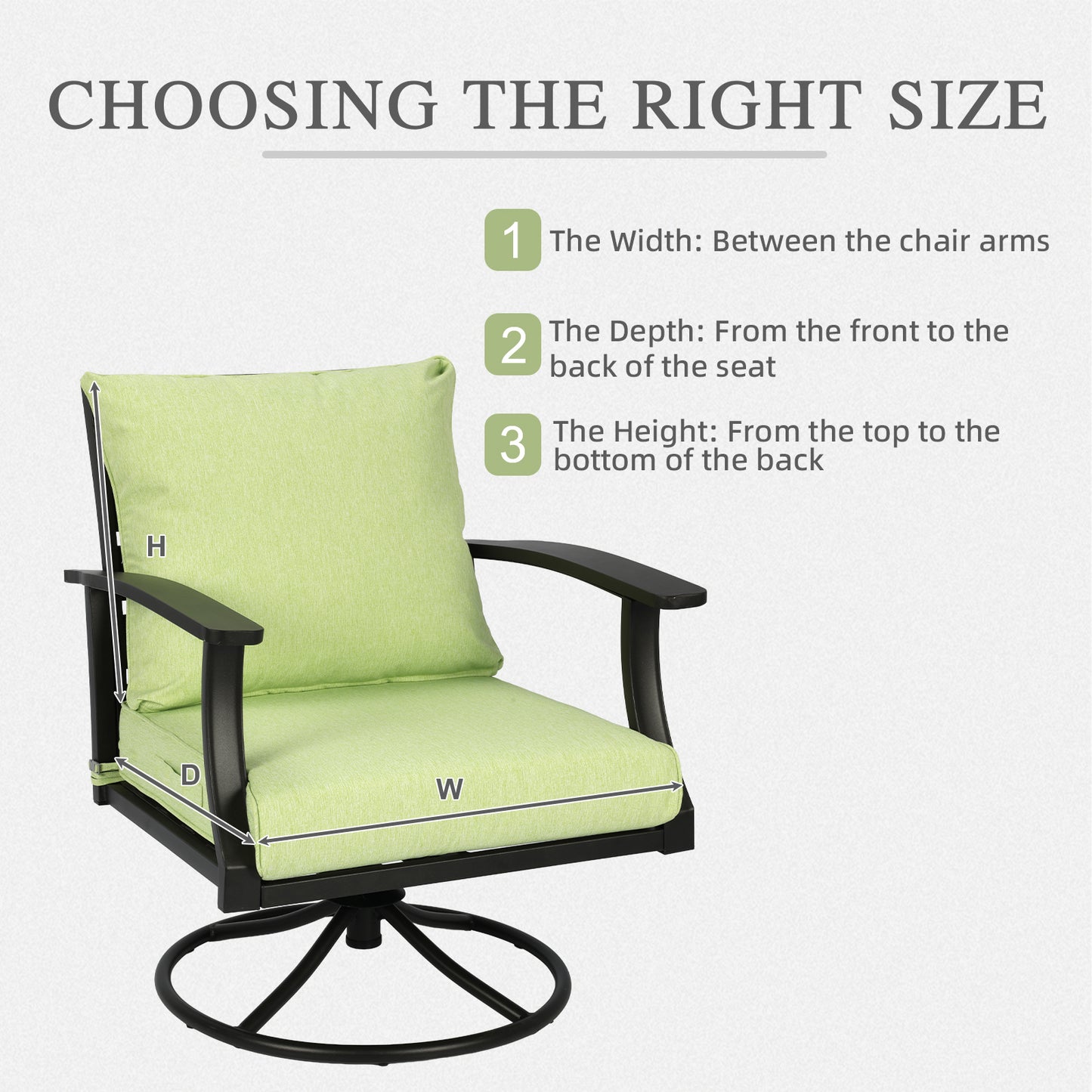 Outdoor Deep Seat Cushion Set, Waterproof Patio Chair Cushions, Green