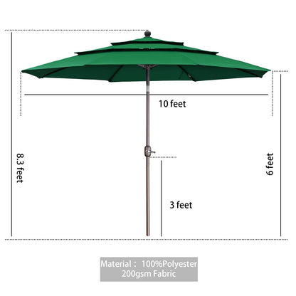 3 Tier 10ft. Patio Umbrella - Market Umbrella with Crank (No Base)
