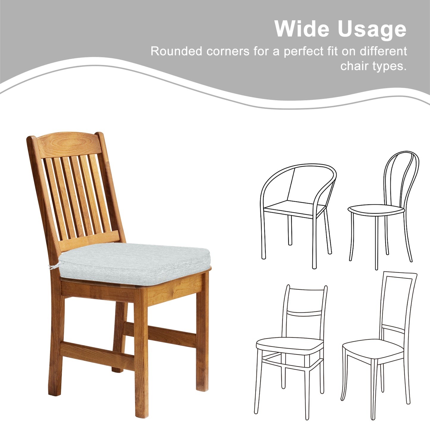 Outdoor Dining Chair Cushions Set, Patio Chair Pads with Ties, Light Gray Aoodor 