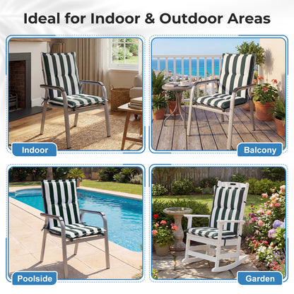 39x20x2.4 inch Outdoor Tufted Chair Cushions, Green Stripe
