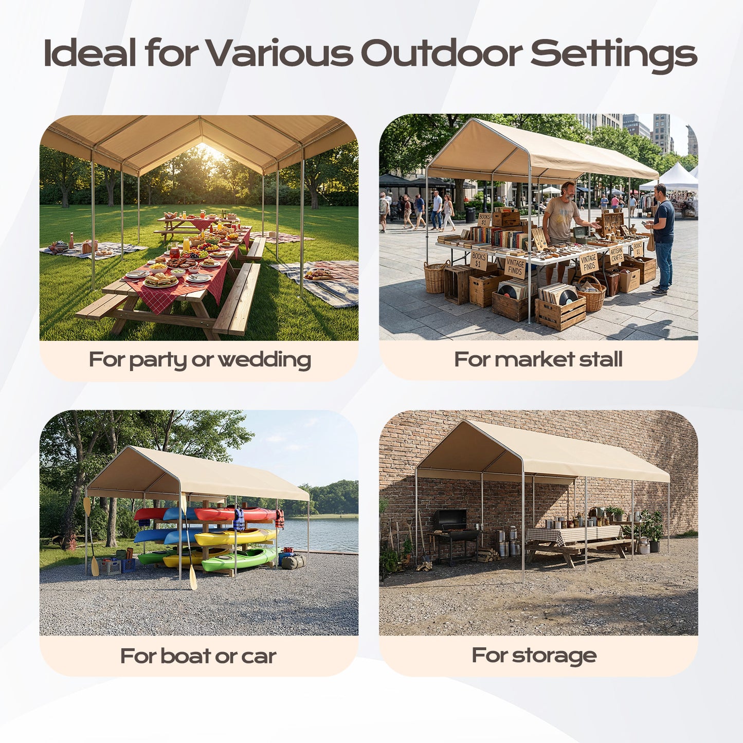 10x20 ft. Carport Replacement Canopy Cover