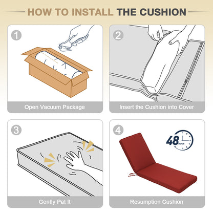 72x21x3 inch Patio Chaise Lounger Cushions Set of 2 - Wine Red