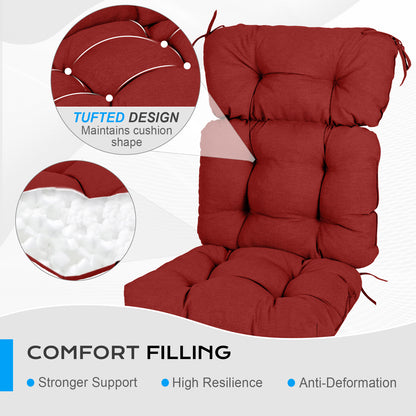 Tufted Outdoor High Back Chair Cushions Patio Rocking Pads for Furniture, Red