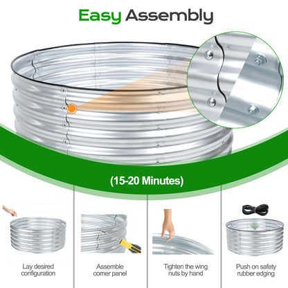 17" Tall Metal Raised Garden Bed Kit, Silver