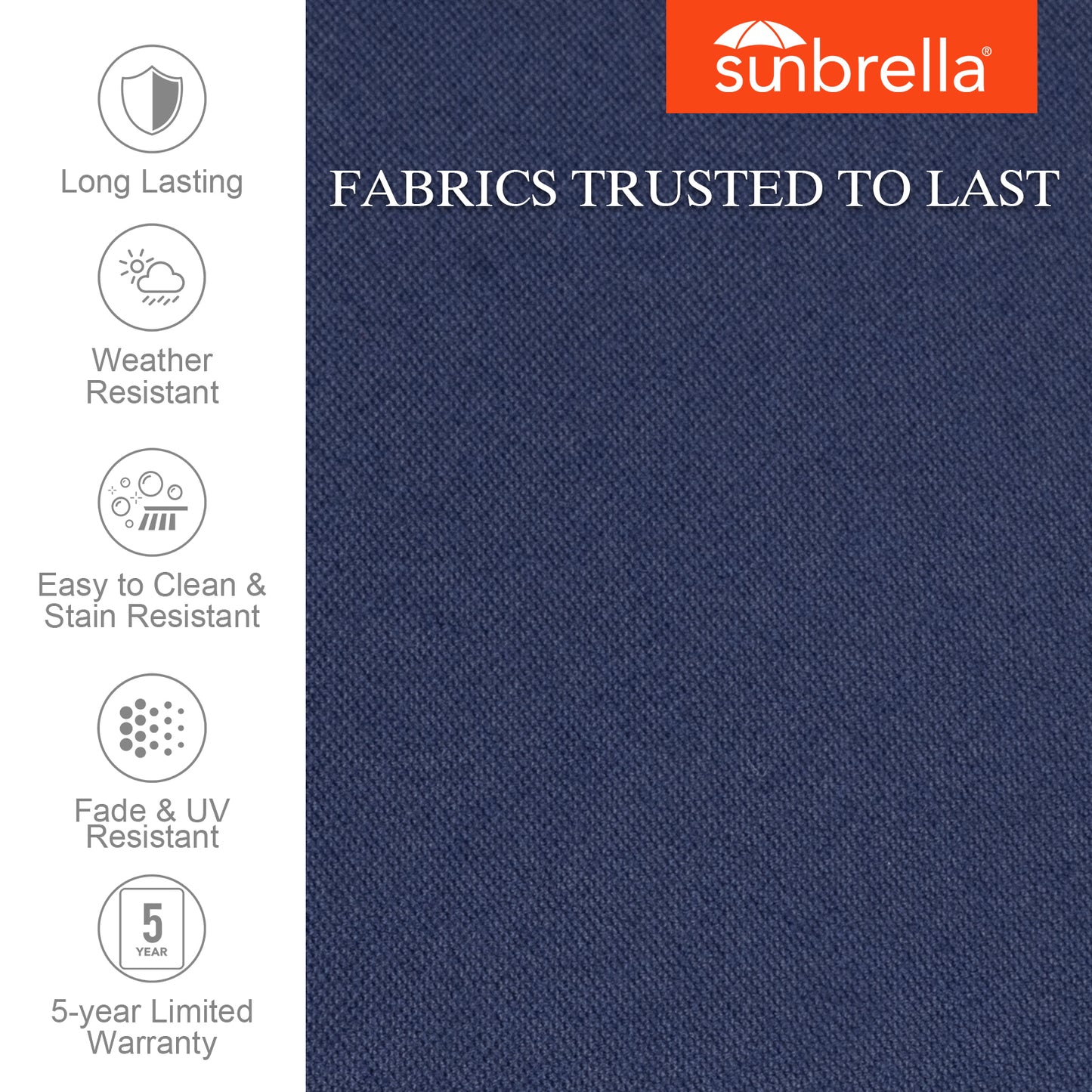 Premium Sunbrella Fabric Outdoor Patio Chair Cushions Set, Canvas Navy