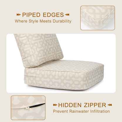Aoodor Premium Sunbrella Outdoor Patio Chair Cushions Set, Beige