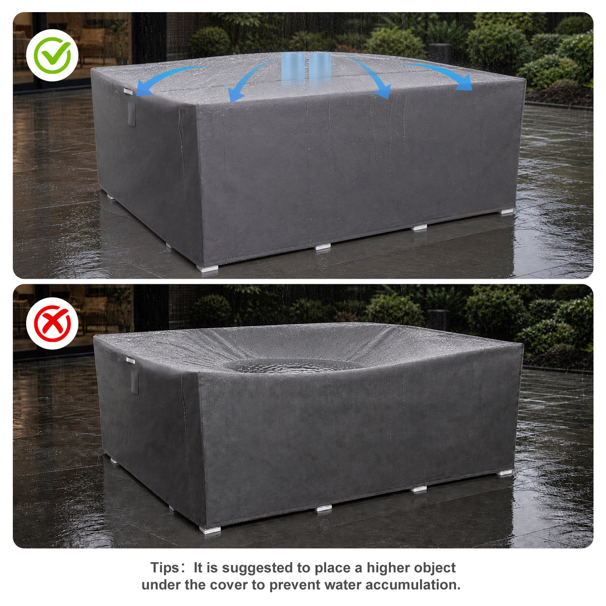 Outdoor Patio Furniture Set Cover, Gray, Square