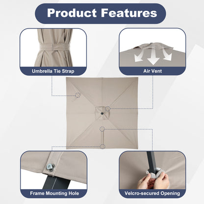 10x10 ft. Cantilever Umbrella Replacement Canopy for 8 Ribs Square Offset Umbrella