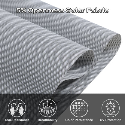5% Openness Solar Fabric Roller Sun Shade, Cordless 95% UV Protection Blinds