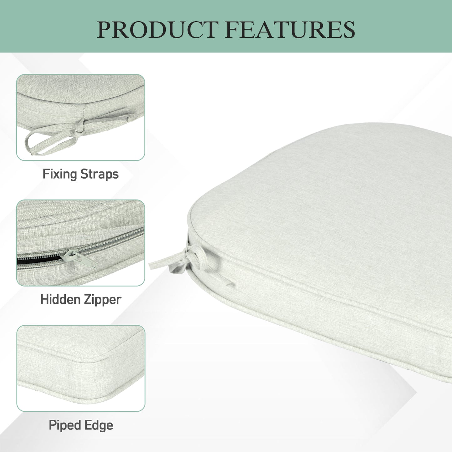 Outdoor Dining Chair Cushions Set, Patio Chair Pads, Light Gray