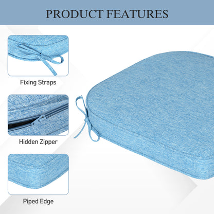 Outdoor Dining Chair Cushions Set, Patio Chair Pads, Lake Blue