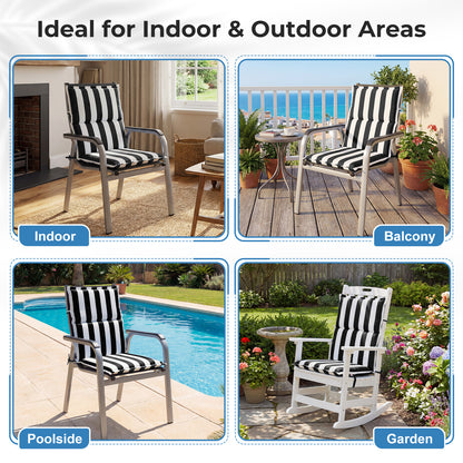 39x20x2.4 inch Outdoor Chair Cushions, Three-Section, Black Stripe