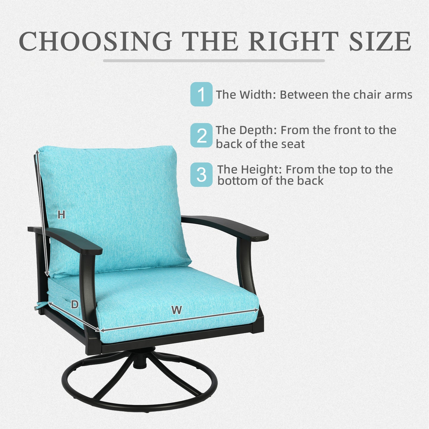 Outdoor Deep Seat Cushion Set, Waterproof Patio Chair Cushions, Aruba Blue