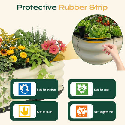 11" Tall Galvanized Raised Garden Bed, Self-Watering Planter Box - 63"x16.5"