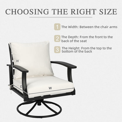 Outdoor Deep Seat Cushion Set, Waterproof Patio Chair Cushions, Ivory White