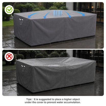 Outdoor Patio Furniture Set Cover, Gray, Rectangular