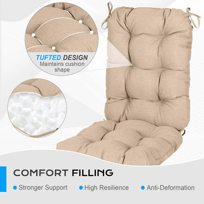 Tufted Outdoor High Back Cushions Patio Replacement Chair Cushion, Khaki