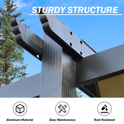 12x20 ft. Outdoor Pergola with Retractable Shade Canopy, Aluminum Frame, Roller Shade Curtain