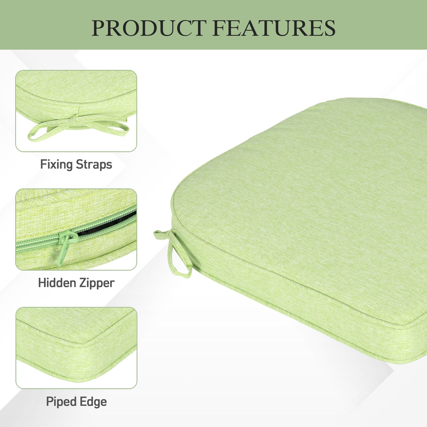 Outdoor Dining Chair Cushions Set, Patio Chair Pads, Green