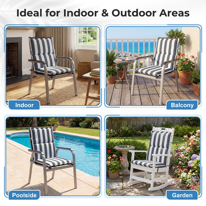 39x20x2.4 inch Outdoor Chair Cushions, Three-Section, Grey Stripe
