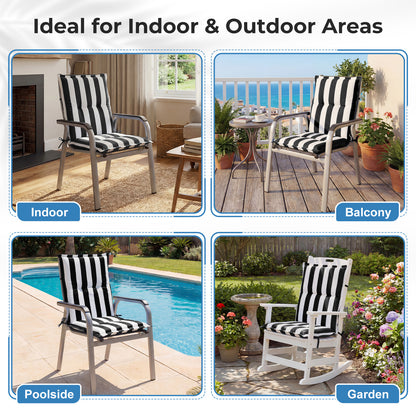 39x20x2.4 inch Outdoor Tufted Chair Cushions, Black Stripe