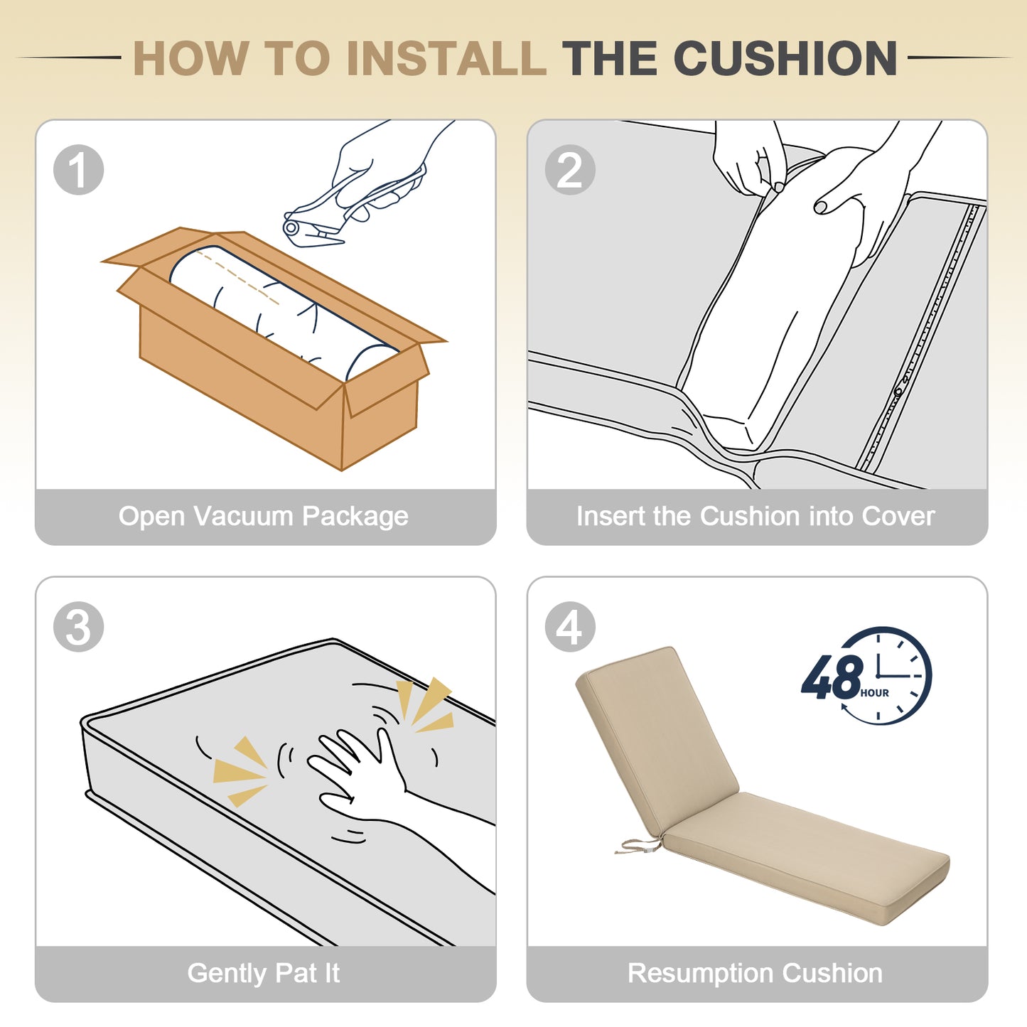 72x21x3 inch Patio Chaise Lounger Cushions Set of 2 - Brown