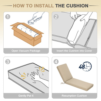 72x21x3 inch Patio Chaise Lounger Cushions Set of 2 - Brown